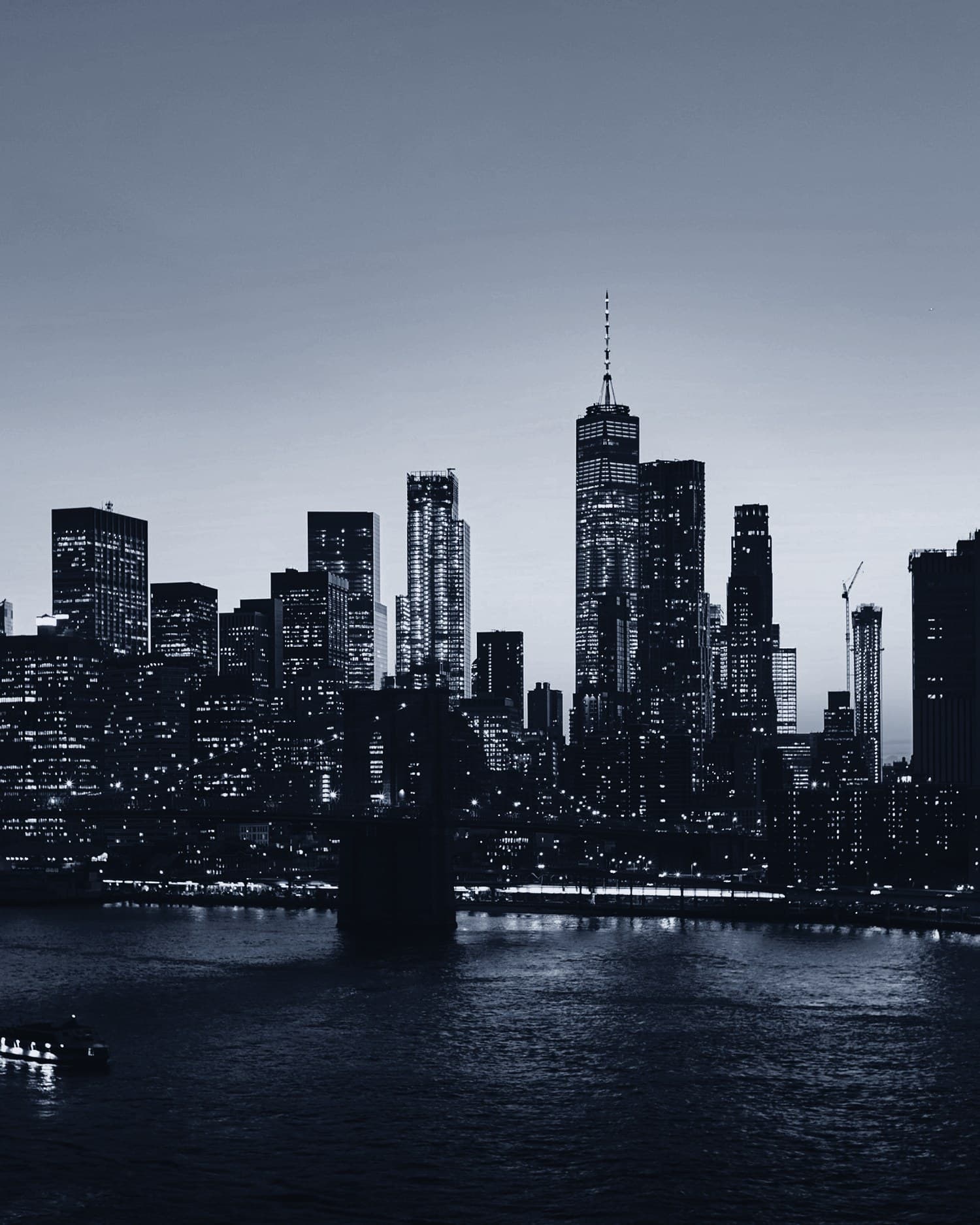 Lower Manhattan's financial district at dusk